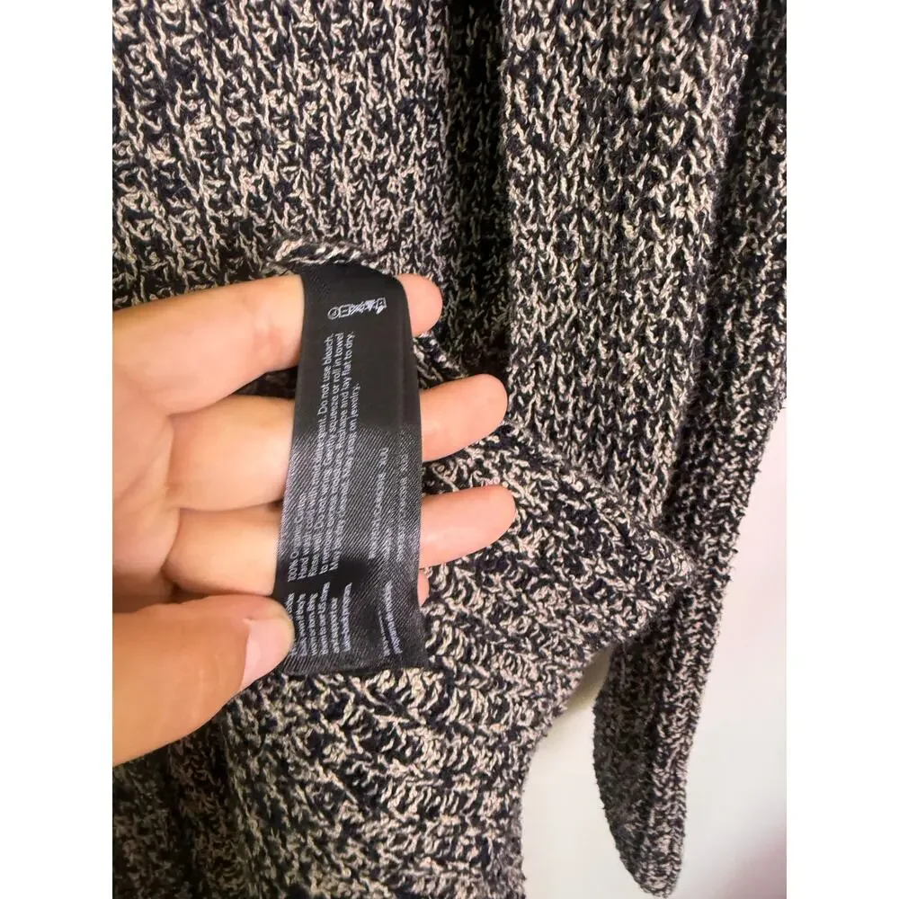 Eileen Fisher Organic Cotton Chenille Boyfriend Cardigan Sweater Black S $388